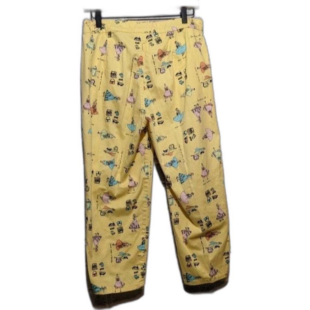 Vintage Bill Blass Capri Pants Yellow Woman Pattern Cotton Euc How Lovely Sz 8 — image 3 of 8